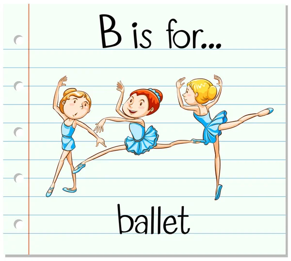 Flashcard lettre B est pour le ballet — Image vectorielle