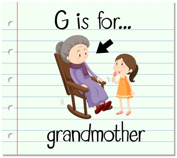 抽认卡字母 G 祖母 — 图库矢量图片