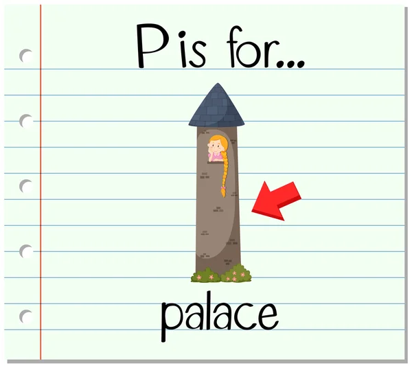 Flashcard letra P é para o palácio — Vetor de Stock