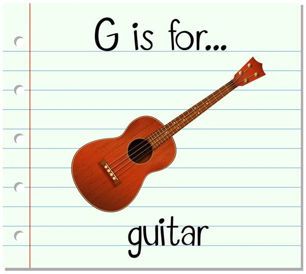 Flashcard lettre G est pour guitare — Image vectorielle