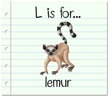 Flashcard L lemur için harftir
