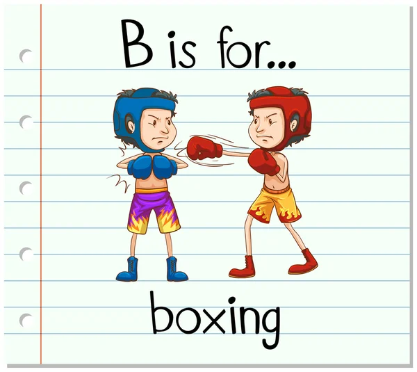 Flashcard letter B is for boxing — Stock Vector