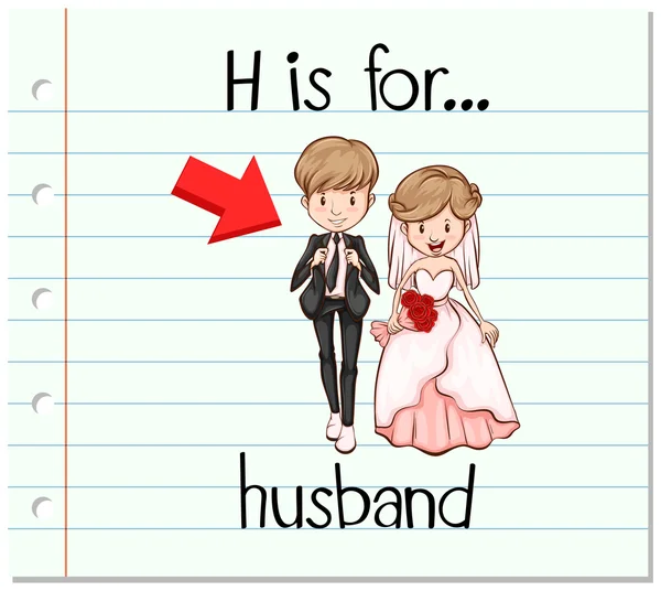 Flashcard letter H is for husband — Stock Vector