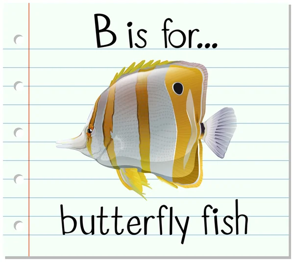 Kartičky písmeno B je pro butterfly ryby — Stockový vektor