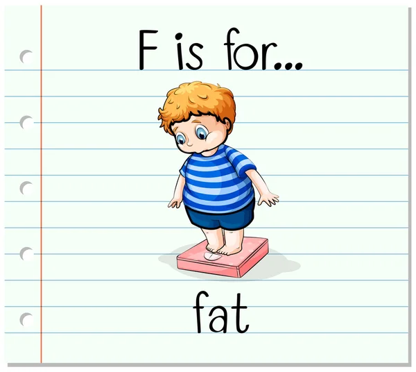 Flashcard letter F is for fat — Stock Vector