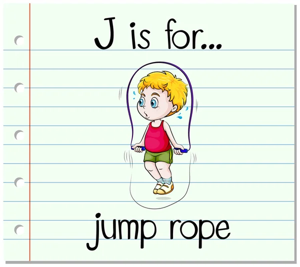 抽认卡字母 J 是跳绳 — 图库矢量图片