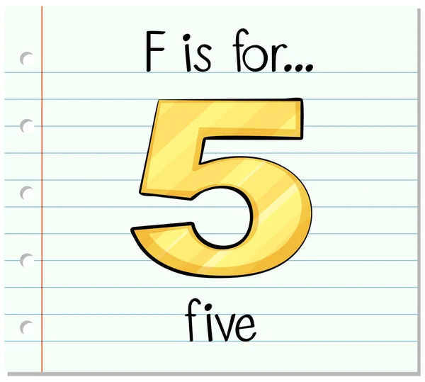 Flashcard letter F is for five — Stock Vector