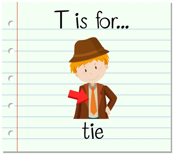 Flashcard lettre T est pour cravate — Image vectorielle