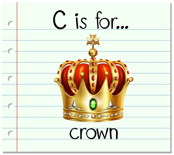 Flashcard letter C is for crown — Stock Vector