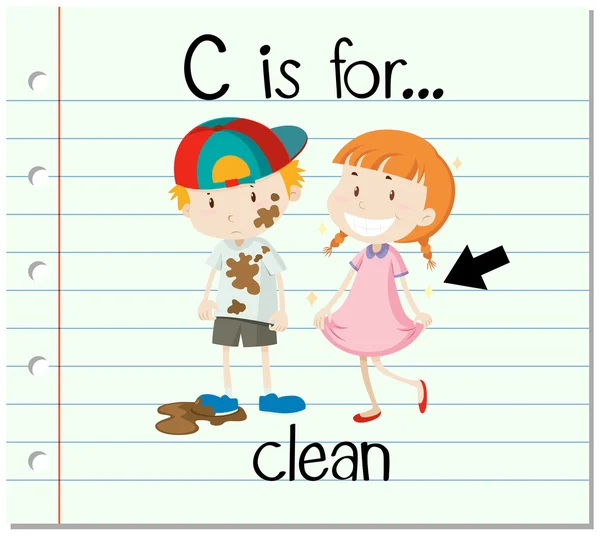 Flashcard letter C is for clean — Stock Vector