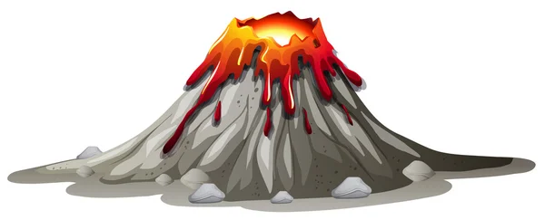 Erupción del volcán con lava caliente — Vector de stock