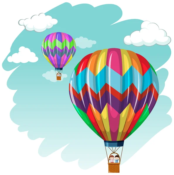 Twee ballonnen vliegen in de lucht — Stockvector