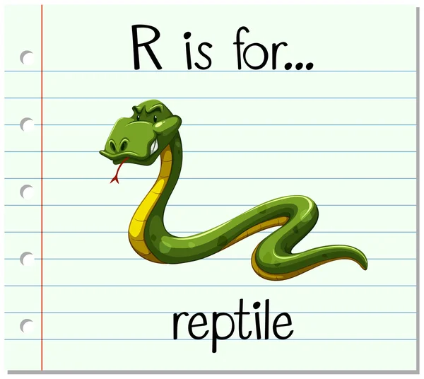 Flashcard letter R is for reptile — Stock Vector