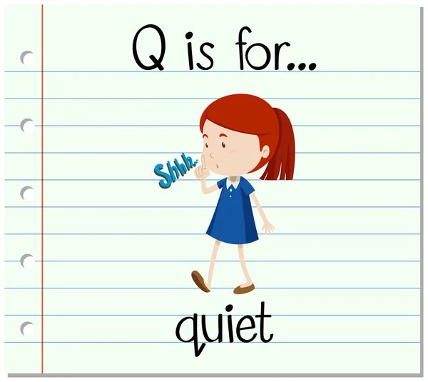 Flashcard letter Q is voor een rustige — Stockvector