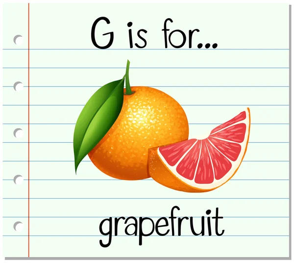 Flashcard letra G es para pomelo — Vector de stock