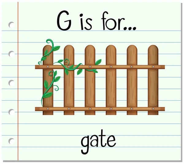 Flashcard bokstaven G är för gate — Stock vektor