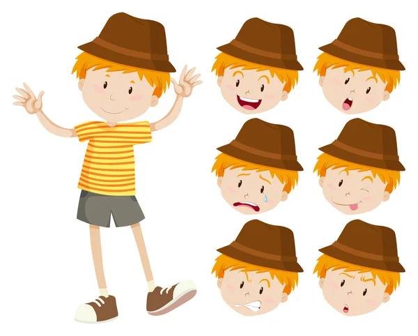 Little boy with different emotions — Stock Vector