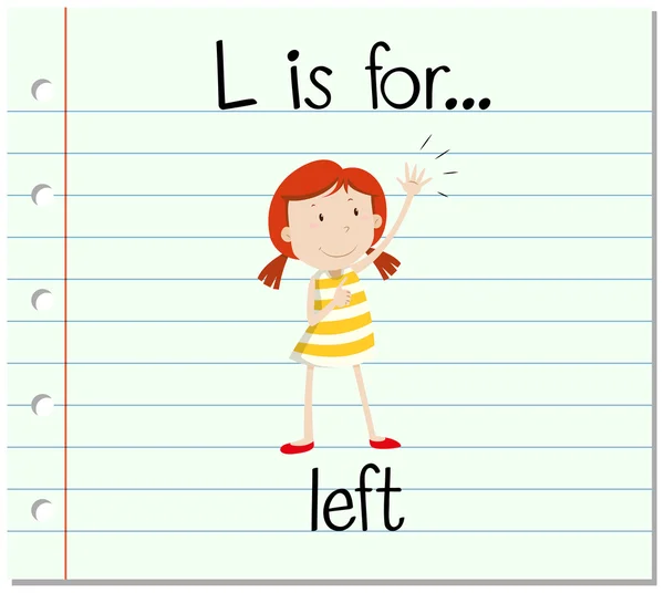 Flashcard γράμμα L είναι για την αριστερά — Διανυσματικό Αρχείο