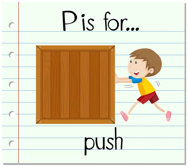 Huruf Flashcard P adalah untuk push - Stok Vektor