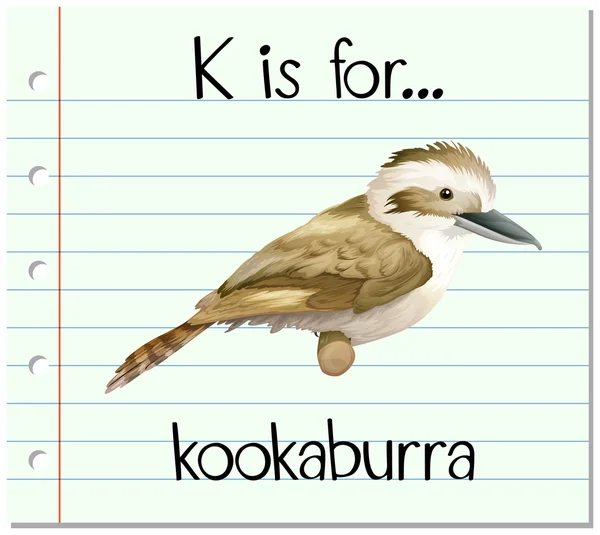 Kartičky písmeno K je pro kookaburra — Stockový vektor