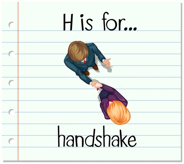 Flashcard harfi H el sıkışmak için mi — Stok Vektör