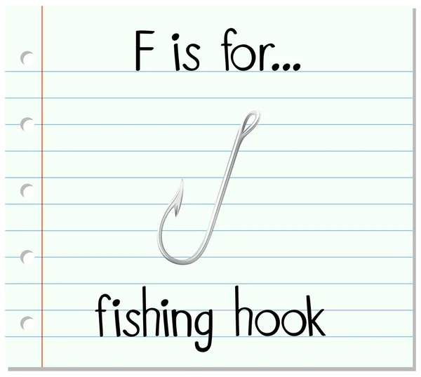 La letra F de la tarjeta es para el gancho de pesca — Archivo Imágenes Vectoriales