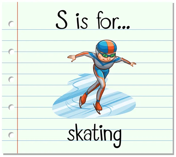 Flashcard letra S es para patinar — Archivo Imágenes Vectoriales