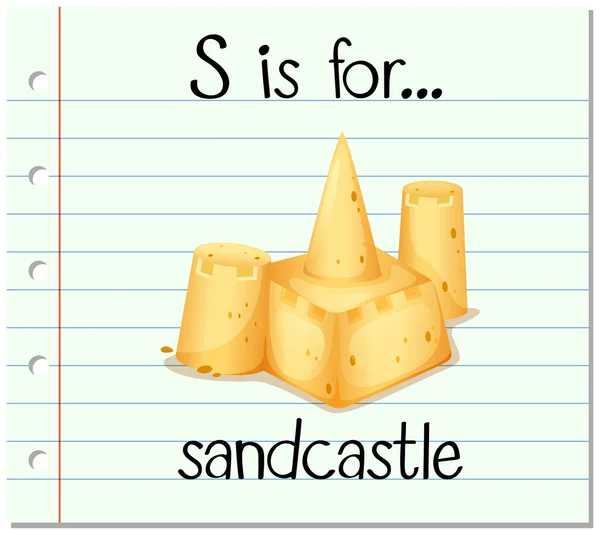 Flashcard letra S é para sandcastle — Vetor de Stock