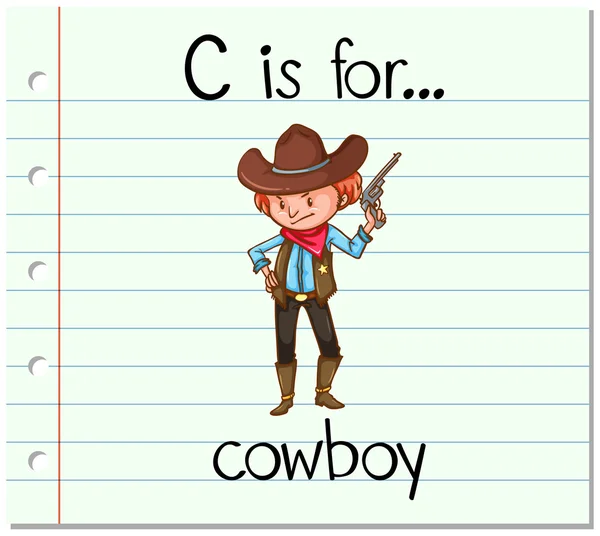 Karteikartenbuchstabe c ist für Cowboy — Stockvektor