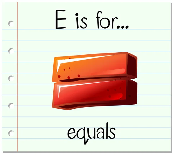 La letra E de la tarjeta es para iguales — Vector de stock