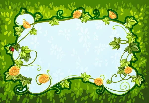 Design de bordure avec des fleurs et des insectes — Image vectorielle