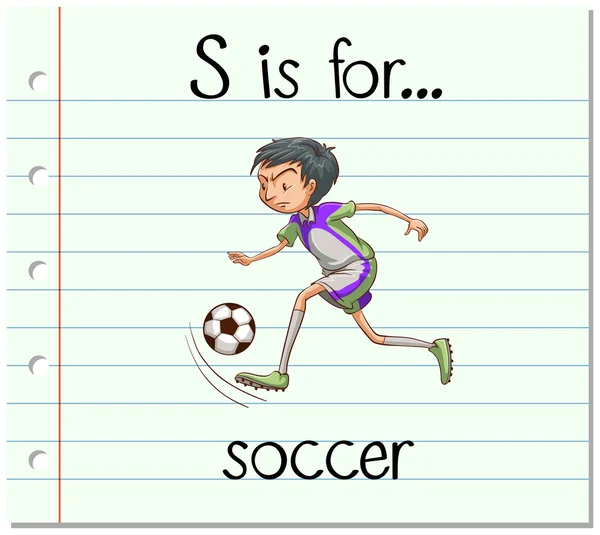 Flashcard letter S is voor voetbal — Stockvector