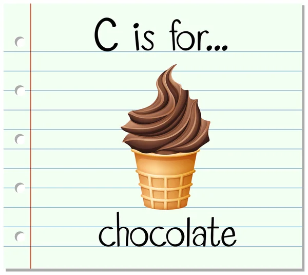 Flashcard bokstaven C är för choklad — Stock vektor