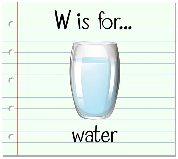 Flashcard lettre W est pour l'eau — Image vectorielle