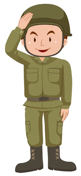 Soldier in green uniform — Stock Vector