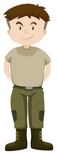 Soldier in green uniform — Stock Vector