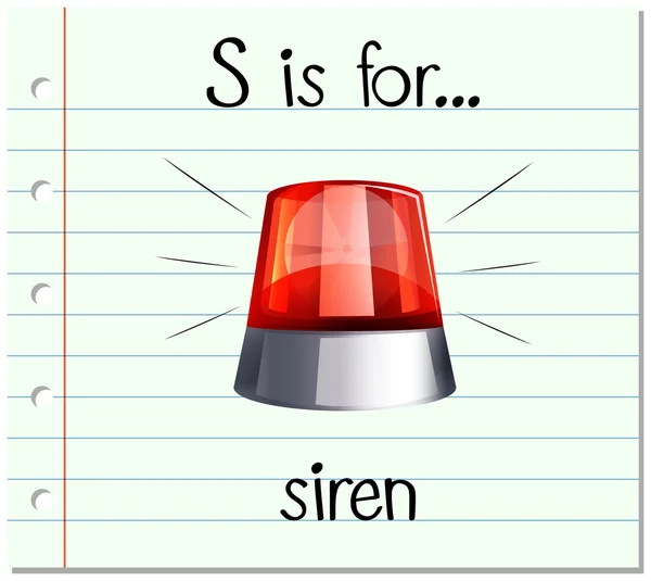 Flashcard lettre S est pour sirène — Image vectorielle