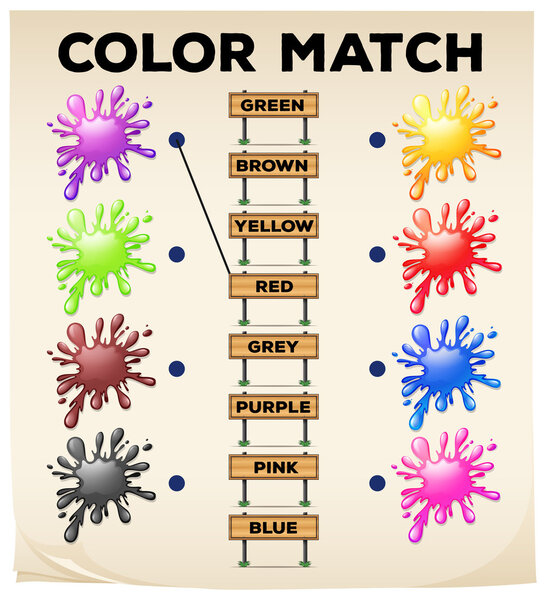 Matching worksheet with colors and words