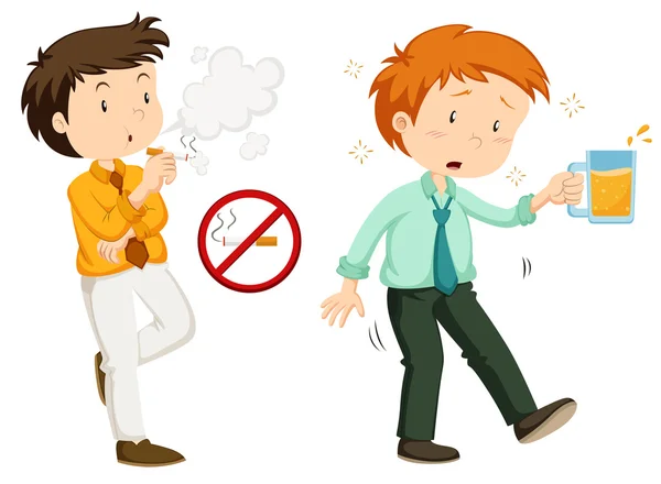 People smoking and drinking alcohol — Stock Vector