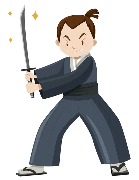 Japanese warrior with sword — Stock Vector