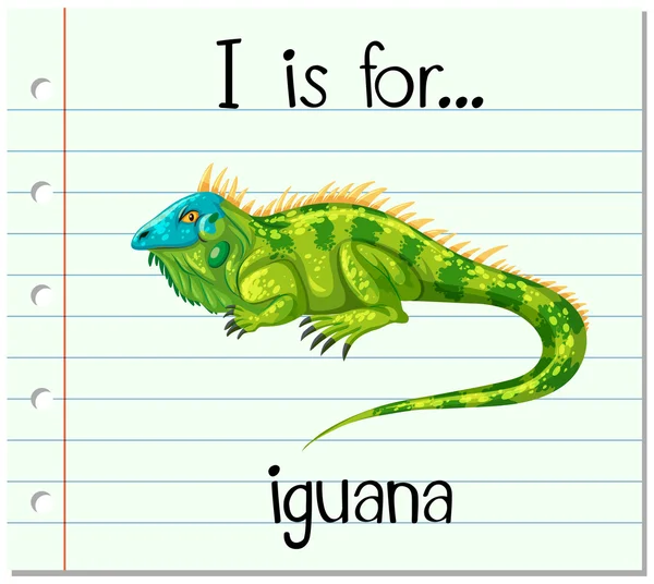 Carta de la tarjeta I es para iguana — Archivo Imágenes Vectoriales