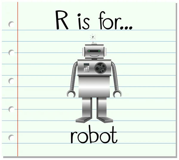 Flashcard letter R is for robot — Stock Vector