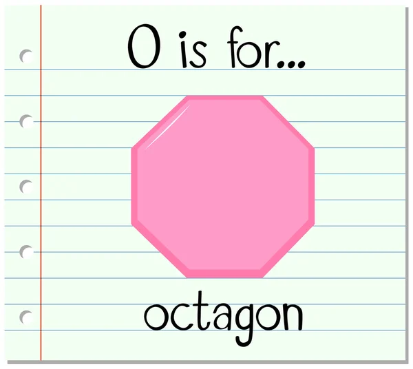 Flashcard lettre O est pour octogone — Image vectorielle