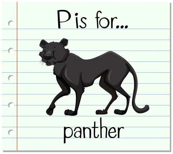 Flashcard letter P is for panther — Stock Vector