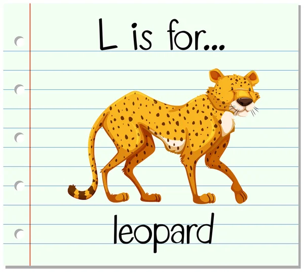 Flashcard letra L é para leopardo —  Vetores de Stock