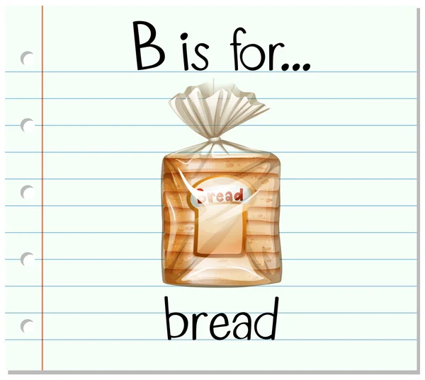 Flashcard letter B is for bread — Stock Vector