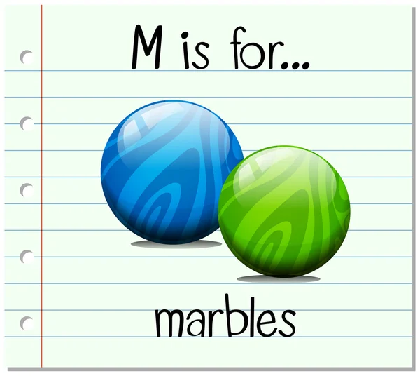 Flashcard letter M is for marbles — Stock Vector