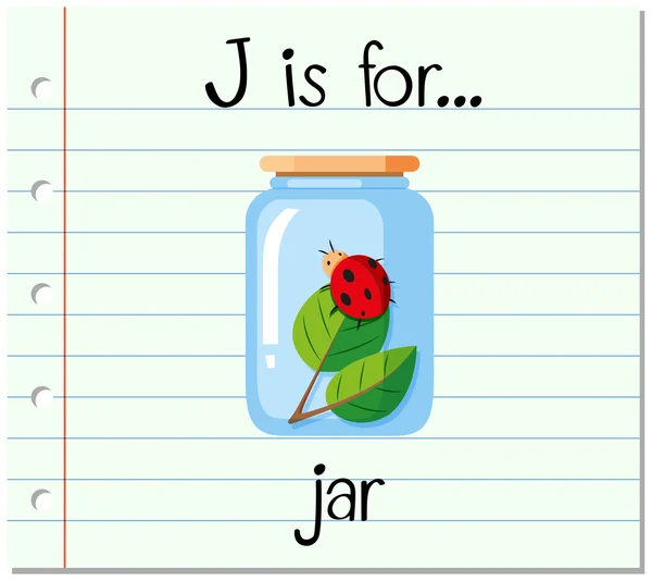 Flashcard letter J is voor jar — Stockvector