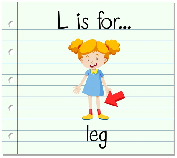 Carta de la tarjeta L es para la pierna — Archivo Imágenes Vectoriales