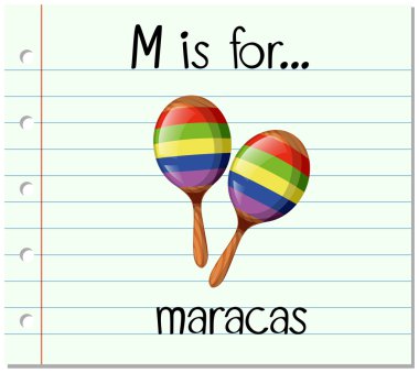 Flashcard M marakas için harftir